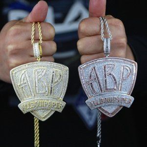 Iced Out 18k Gold ABP Pendant